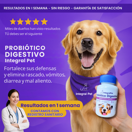 Probiótico Integral Pet™️ | FORMULA DESARROLLADA 100% Natural  | Producto #1 en el mercado.